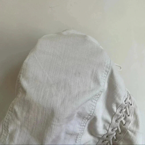 Carmar White Lace Up Side Mini Skirt Cotton Zipper Body Con Night Out - Picture 6 of 7